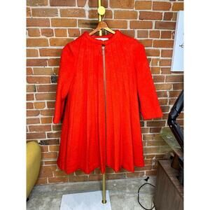 Vintage Lilli Ann Red Orange Wool A-Line Coat Full-Length